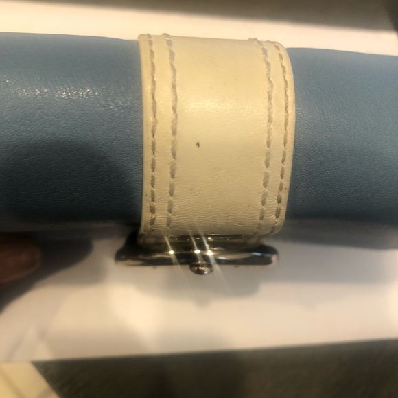 Coach Wallet -light blue & cream with snap closure & silver hardware - Picture 4 of 8